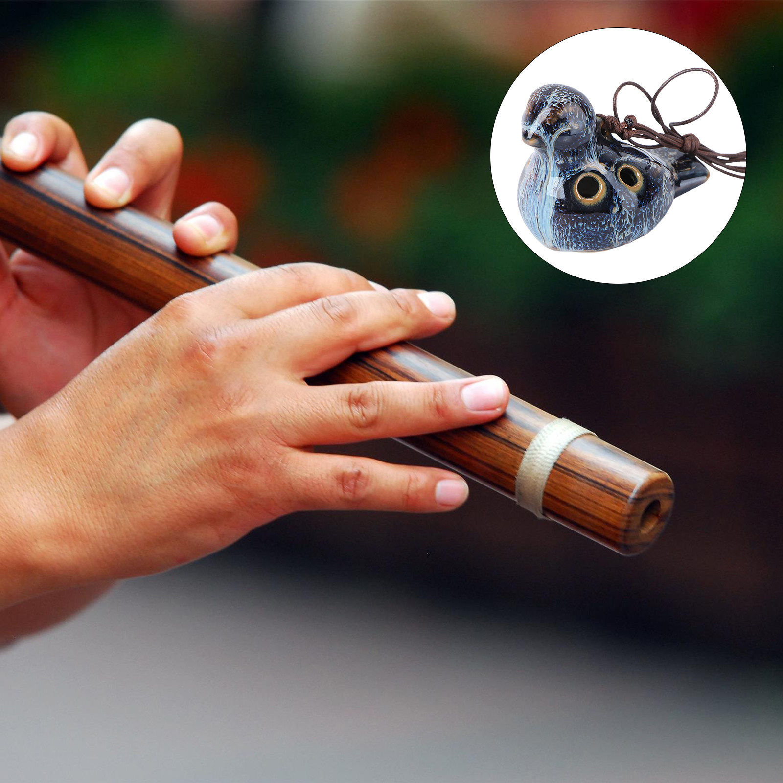 Ocarina Ceramic - Vogelförmige 6-Loch-Keramik-Ocarina-Flöte, Musikinstrument für Anfänger und