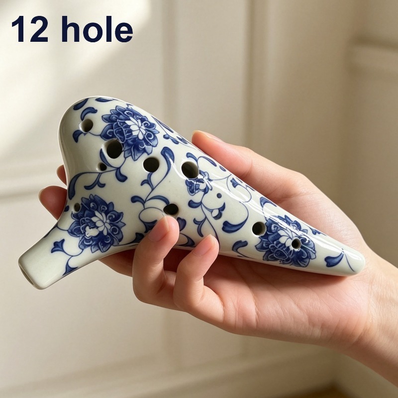 Ocarina Ceramic - 12-Loch-Ocarina, professionelle Keramikflöte, Meditations- und Klangheilungs-Ocarina,