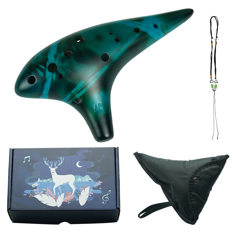 Ocarina Ceramic - Keramik-Ocarina mit 12 Löchern, Alt-C-Stimmung für